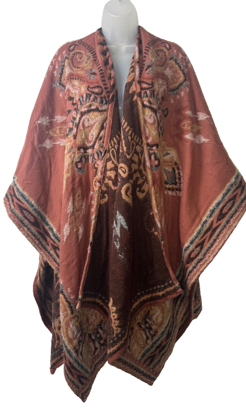 Free People Hudson Valley kimono brown duster poncho one size boho Cardigan A3